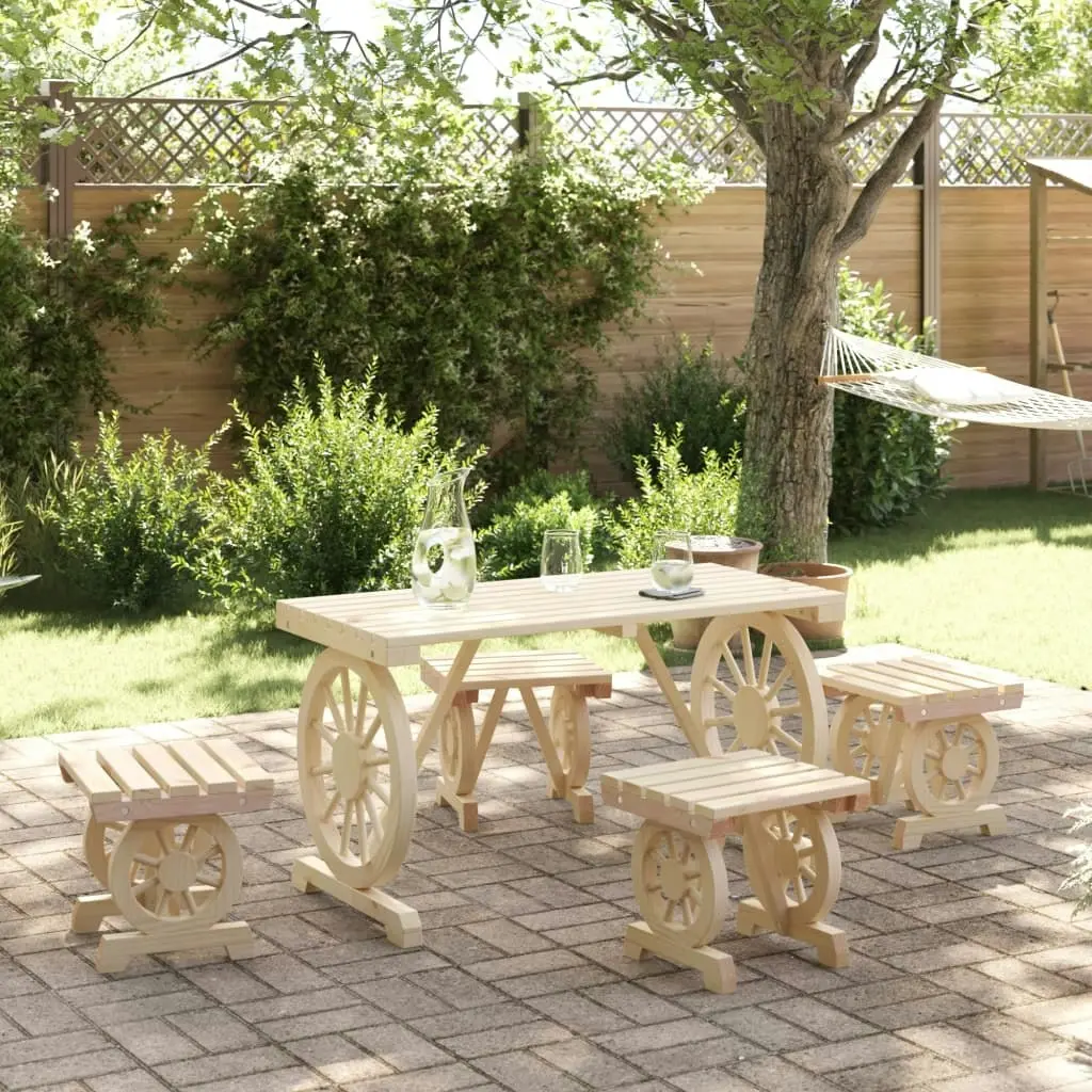 5 Piece Garden Dining Set Solid Wood Fir 3207139