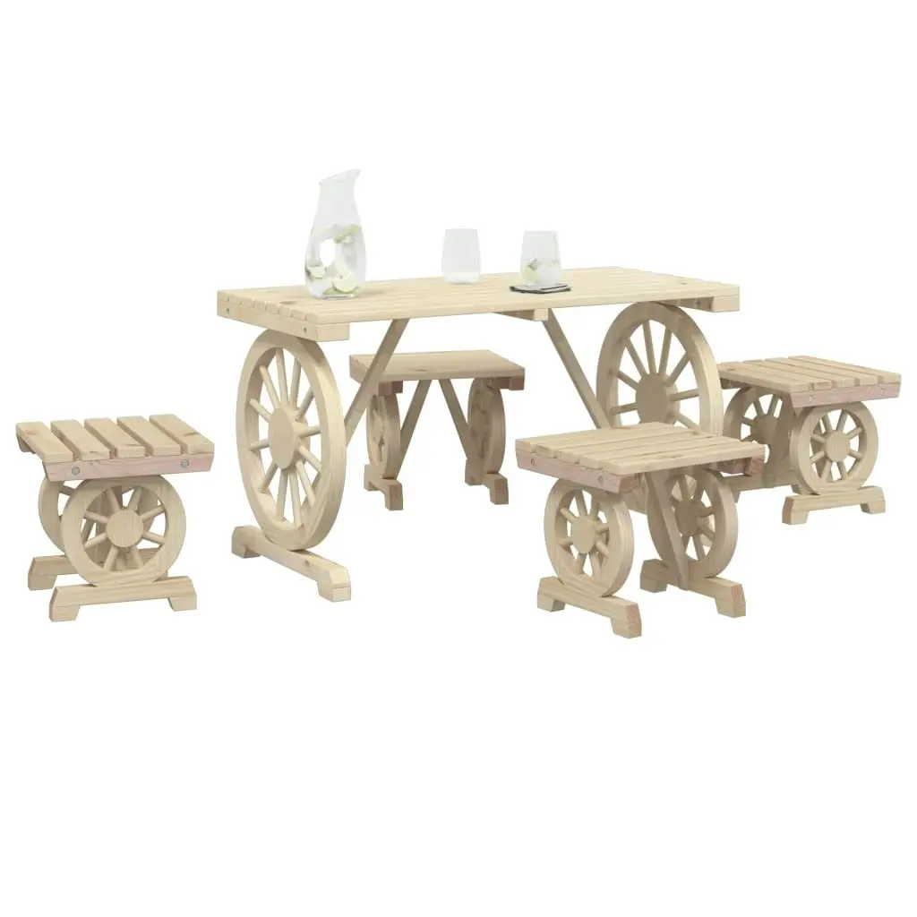 5 Piece Garden Dining Set Solid Wood Fir 3207139