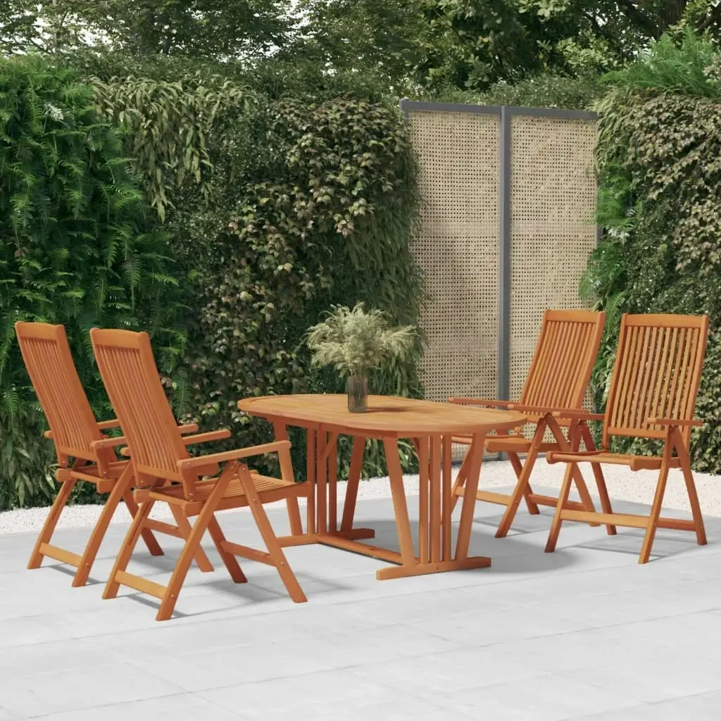 5 Piece Garden Dining Set Solid Wood Eucalyptus 3087341