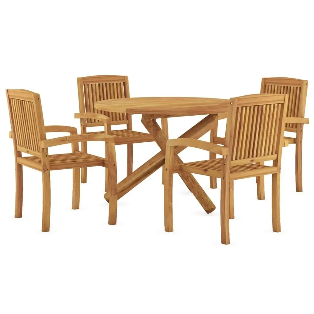 5 Piece Garden Dining Set Solid Wood Teak 3073202