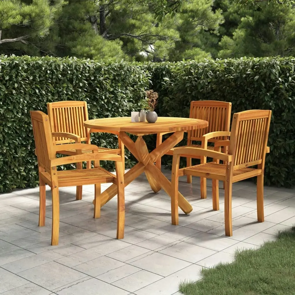 5 Piece Garden Dining Set Solid Wood Teak 3073202