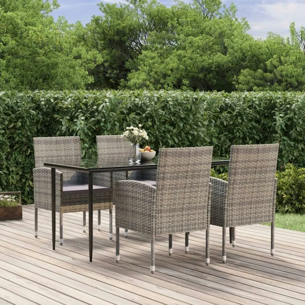 5 Piece Garden Dining Set with Cushions Anthracite Poly Rattan 3156782