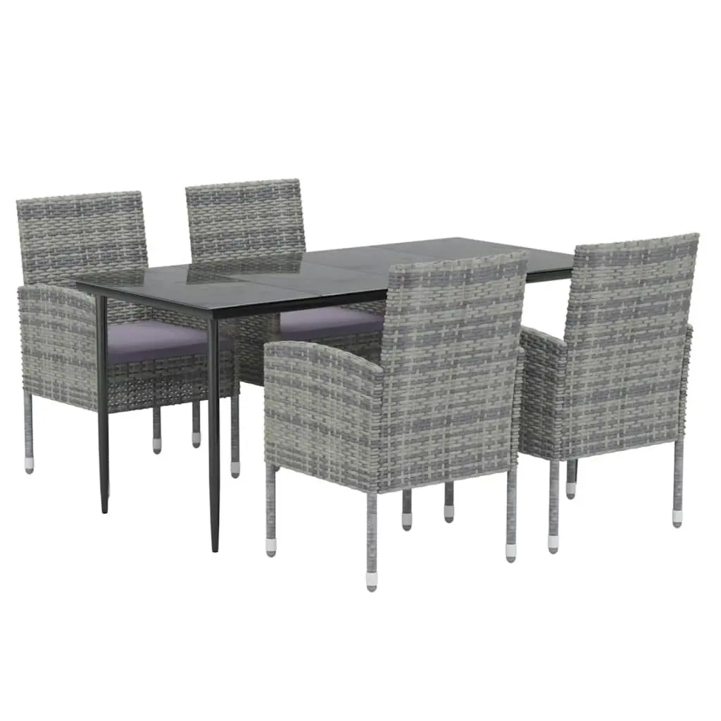 5 Piece Garden Dining Set with Cushions Anthracite Poly Rattan 3156782