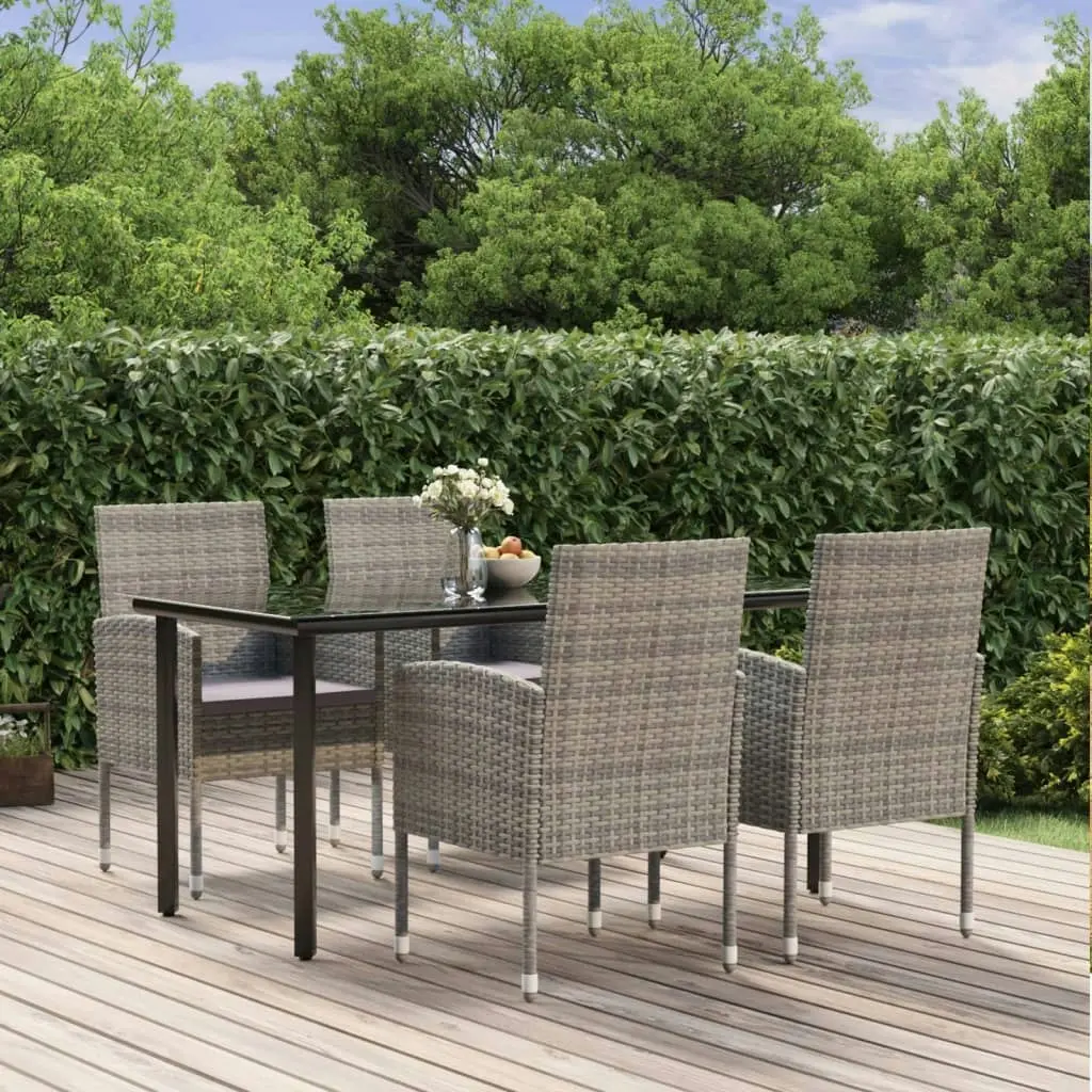 5 Piece Garden Dining Set with Cushions Anthracite Poly Rattan 3156770