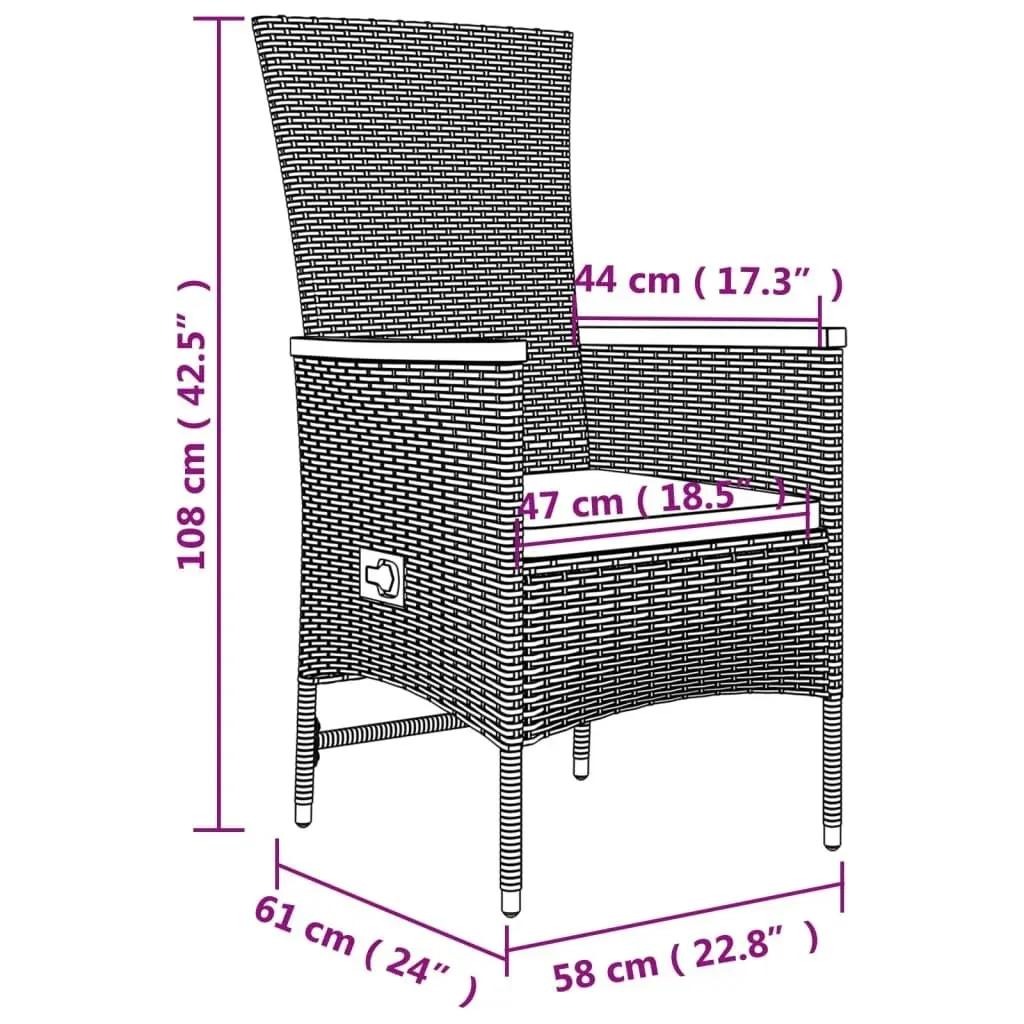 5 Piece Garden Dining Set with Cushions Grey Poly Rattan 3157547