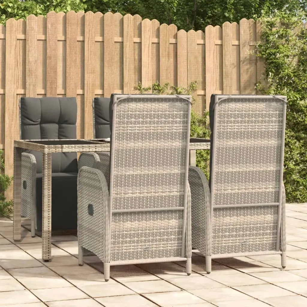 5 Piece Garden Dining Set with Cushions Grey Poly Rattan 3185031