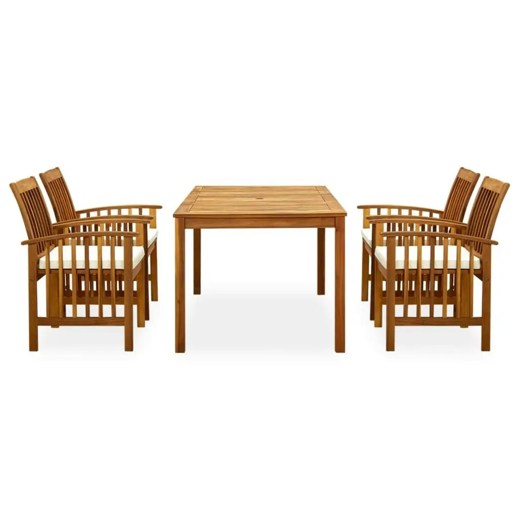 5 Piece Garden Dining Set with Cushions Solid Acacia Wood 3058086