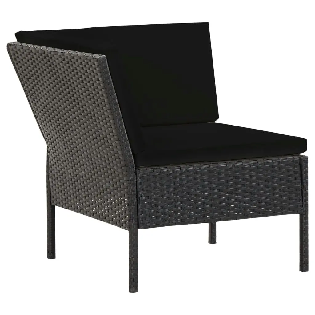 6 Piece Garden Lounge Set with Cushions Poly Rattan Black 48937