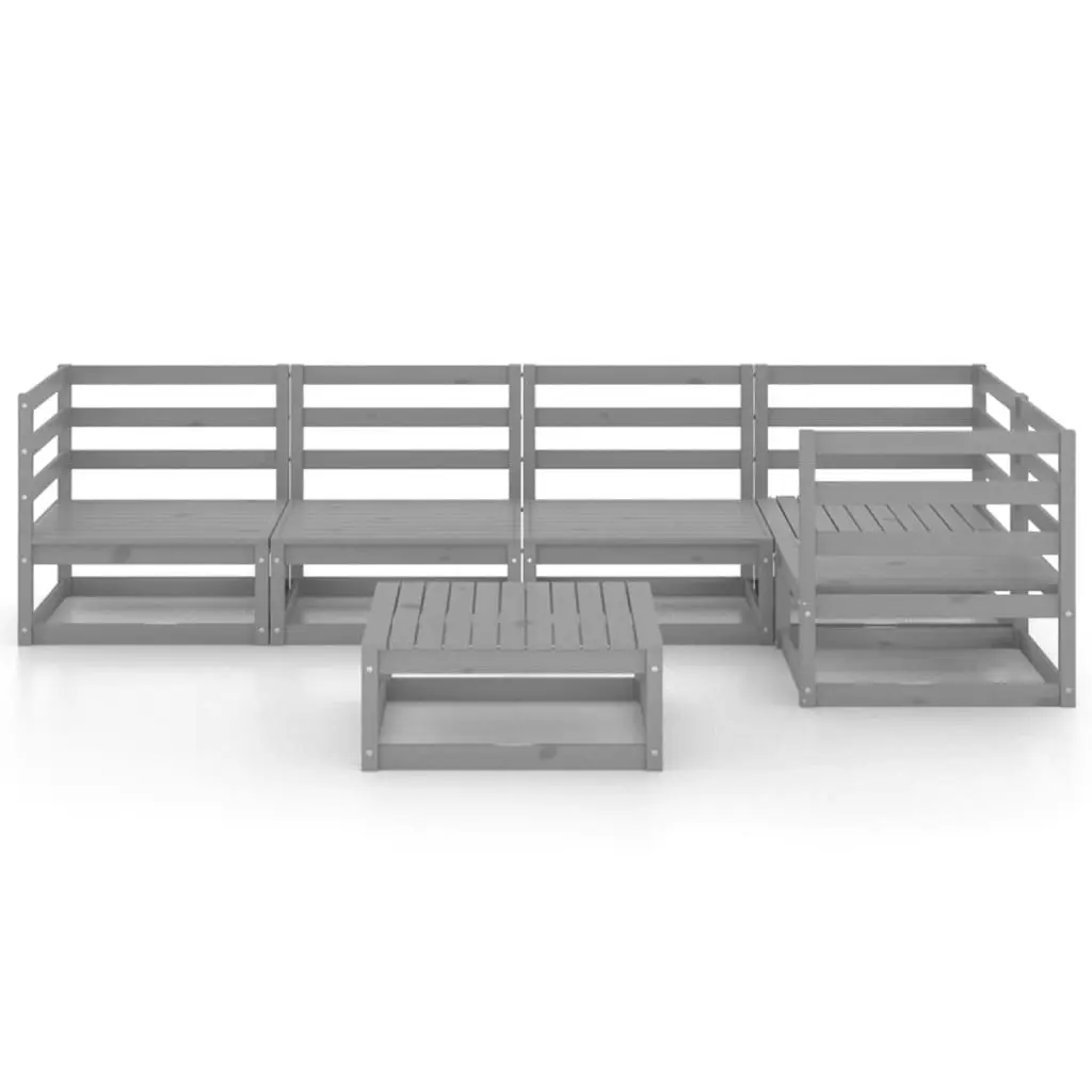 6 Piece Garden Lounge Set Grey Solid Pinewood 3075561