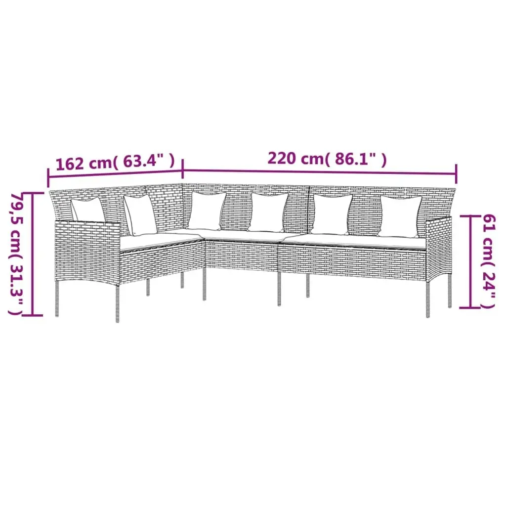 6 Piece Garden Dining Set with Cushions Grey Poly Rattan 3186651