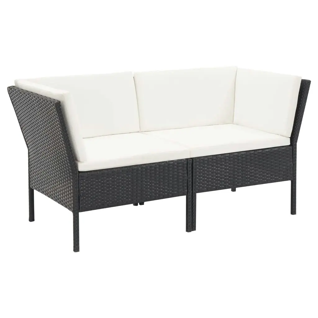 6 Piece Garden Lounge Set with Cushions Poly Rattan Black 48940