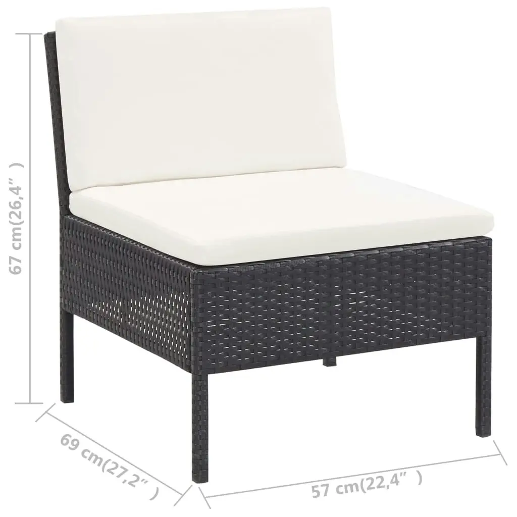 6 Piece Garden Lounge Set with Cushions Poly Rattan Black 48940