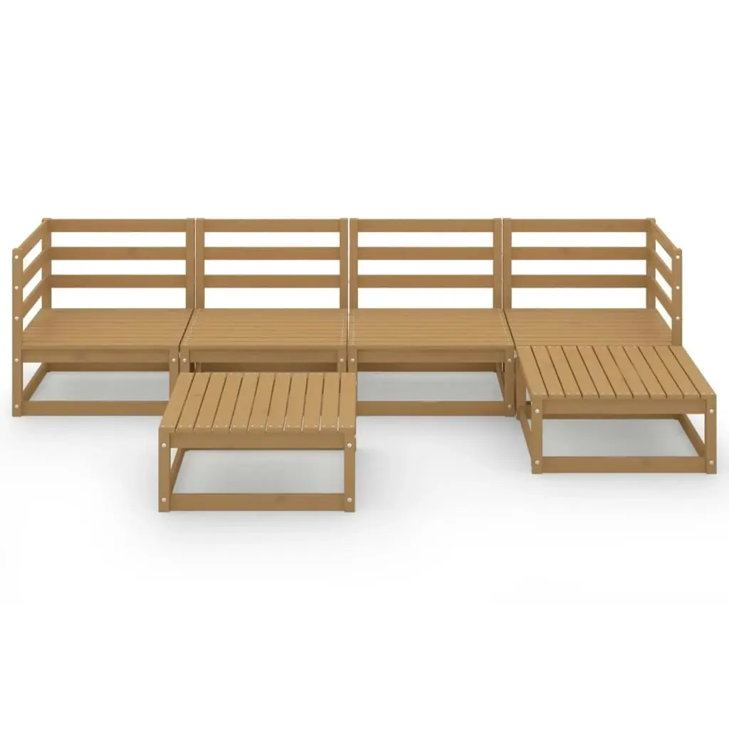 6 Piece Garden Lounge Set Honey Brown Solid Pinewood 3075542