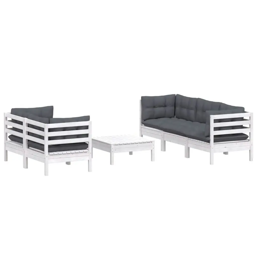 6 Piece Garden Lounge Set with Anthracite Cushions Pinewood 3096113