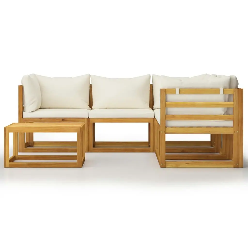 6 Piece Garden Lounge Set with Cushion Cream Solid Acacia Wood 3057643