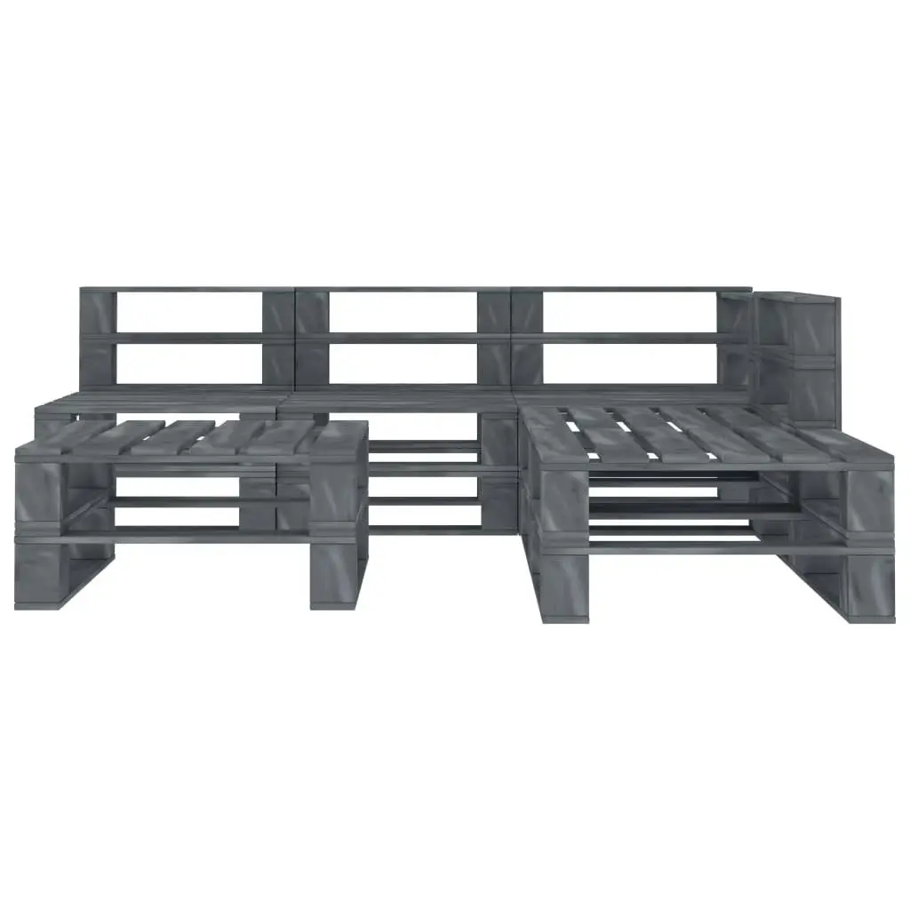 6 Piece Garden Pallet Lounge Set Wood Grey 3072261