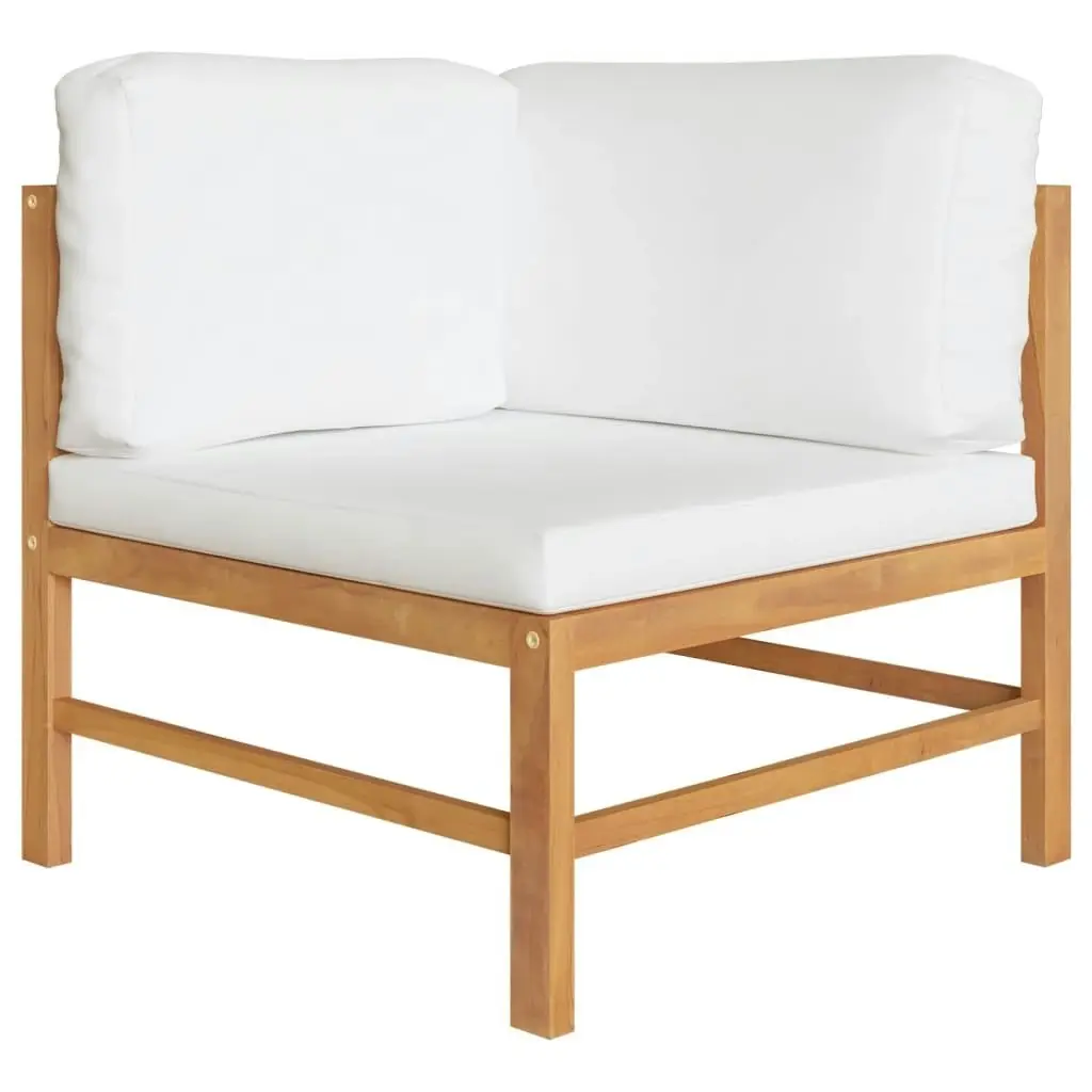 6 Piece Garden Lounge Set with Cream Cushions Solid Teak Wood 3087218