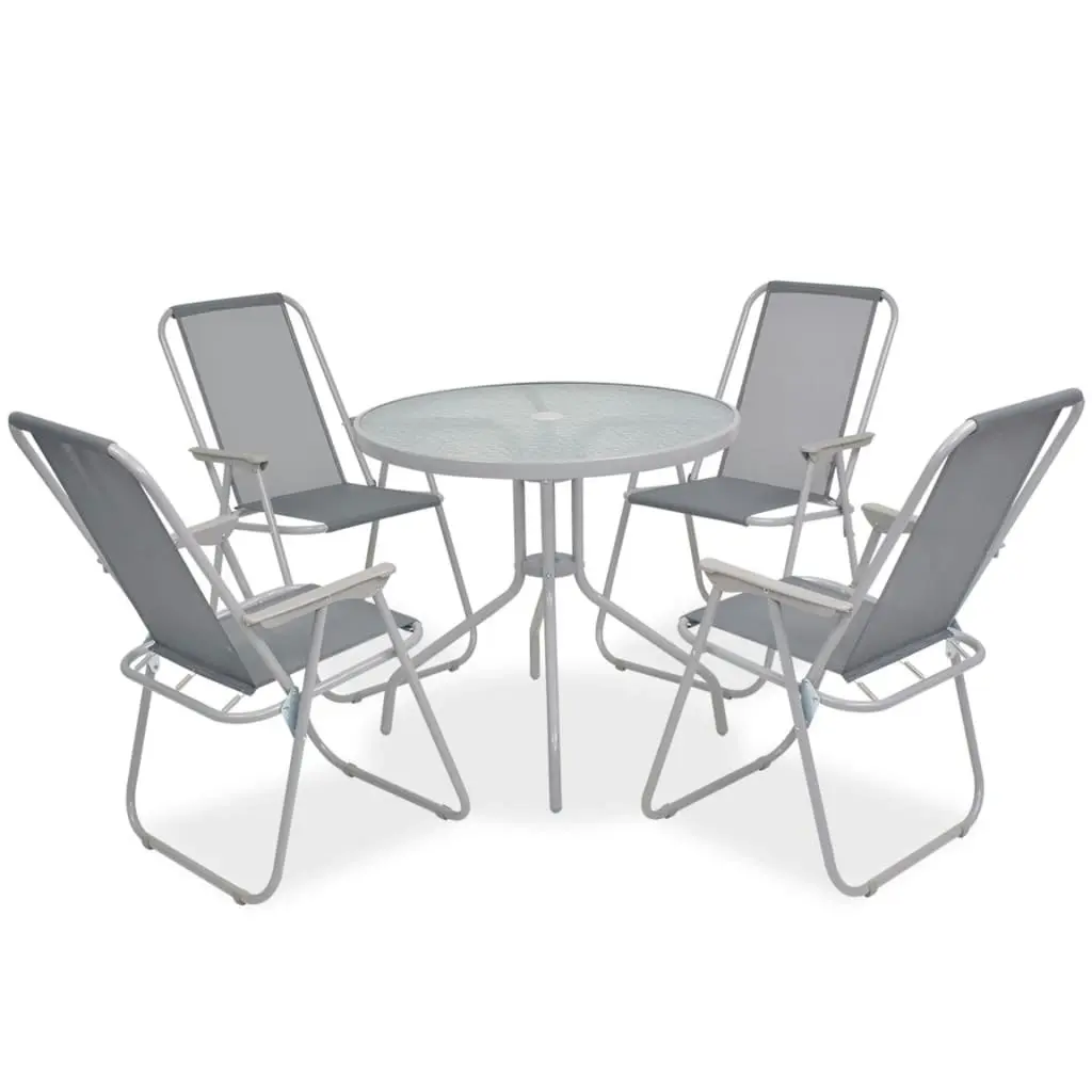 6 Piece Outdoor Dining Set Steel and Textilene Grey 43785