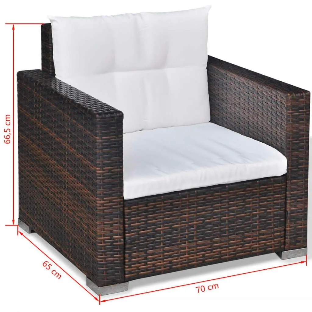 6 Piece Garden Lounge Set with Cushions Poly Rattan Brown 41873