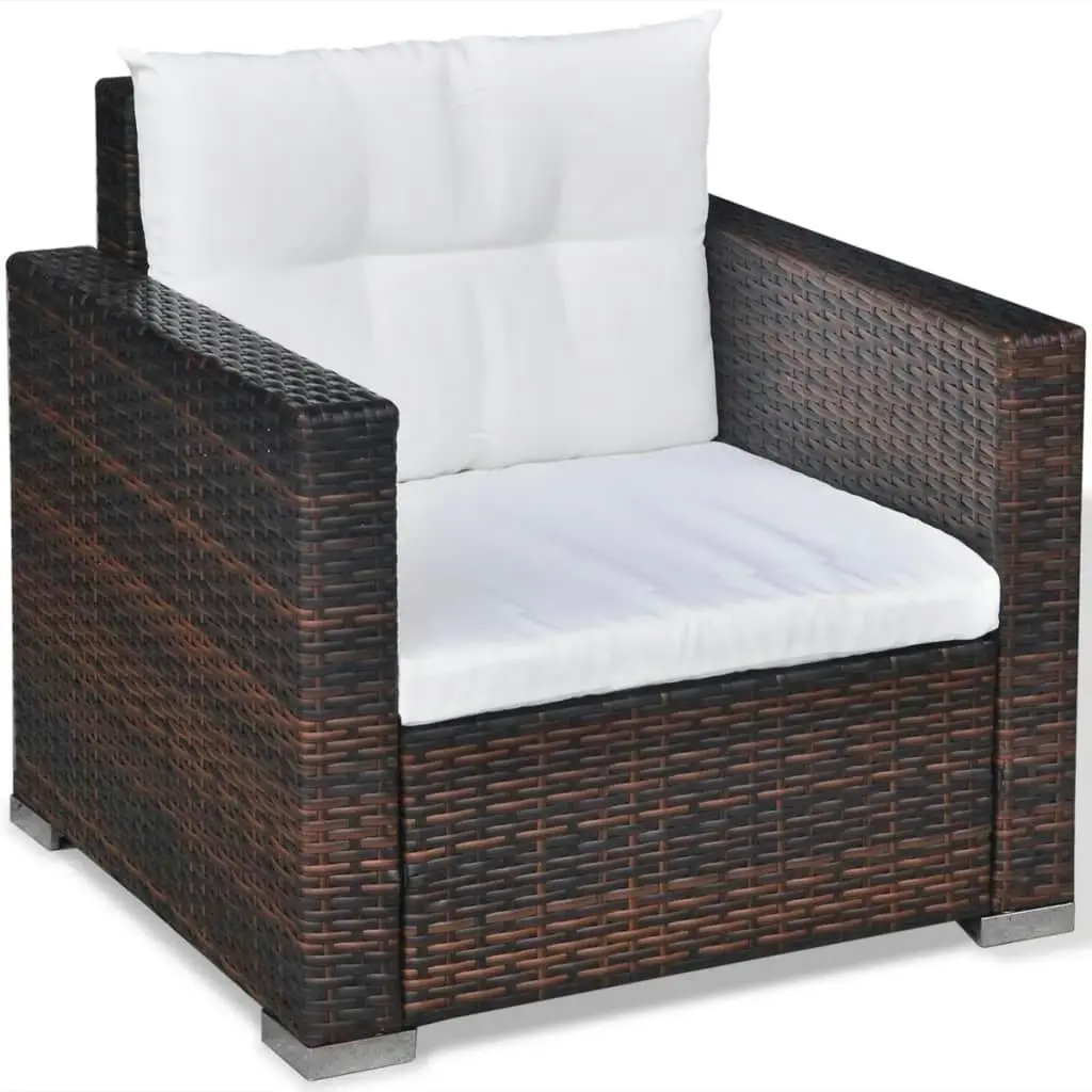 6 Piece Garden Lounge Set with Cushions Poly Rattan Brown 41873