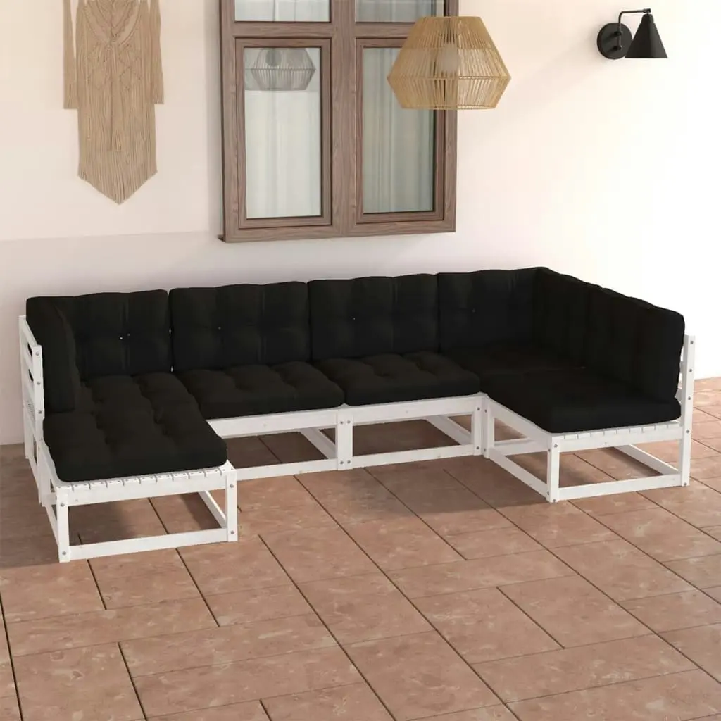 6 Piece Garden Lounge Set with Cushions Solid Pinewood 3076735