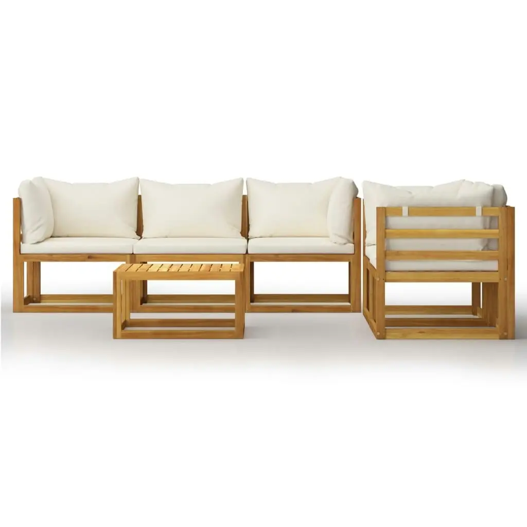 6 Piece Garden Lounge Set with Cushion Cream Solid Acacia Wood 3057641