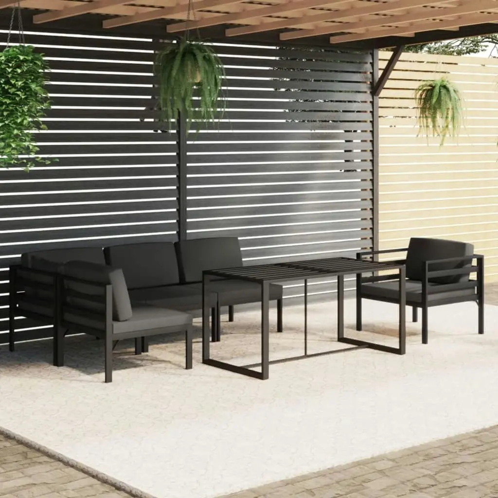 6 Piece Garden Lounge Set with Cushions Aluminium Anthracite 3115925