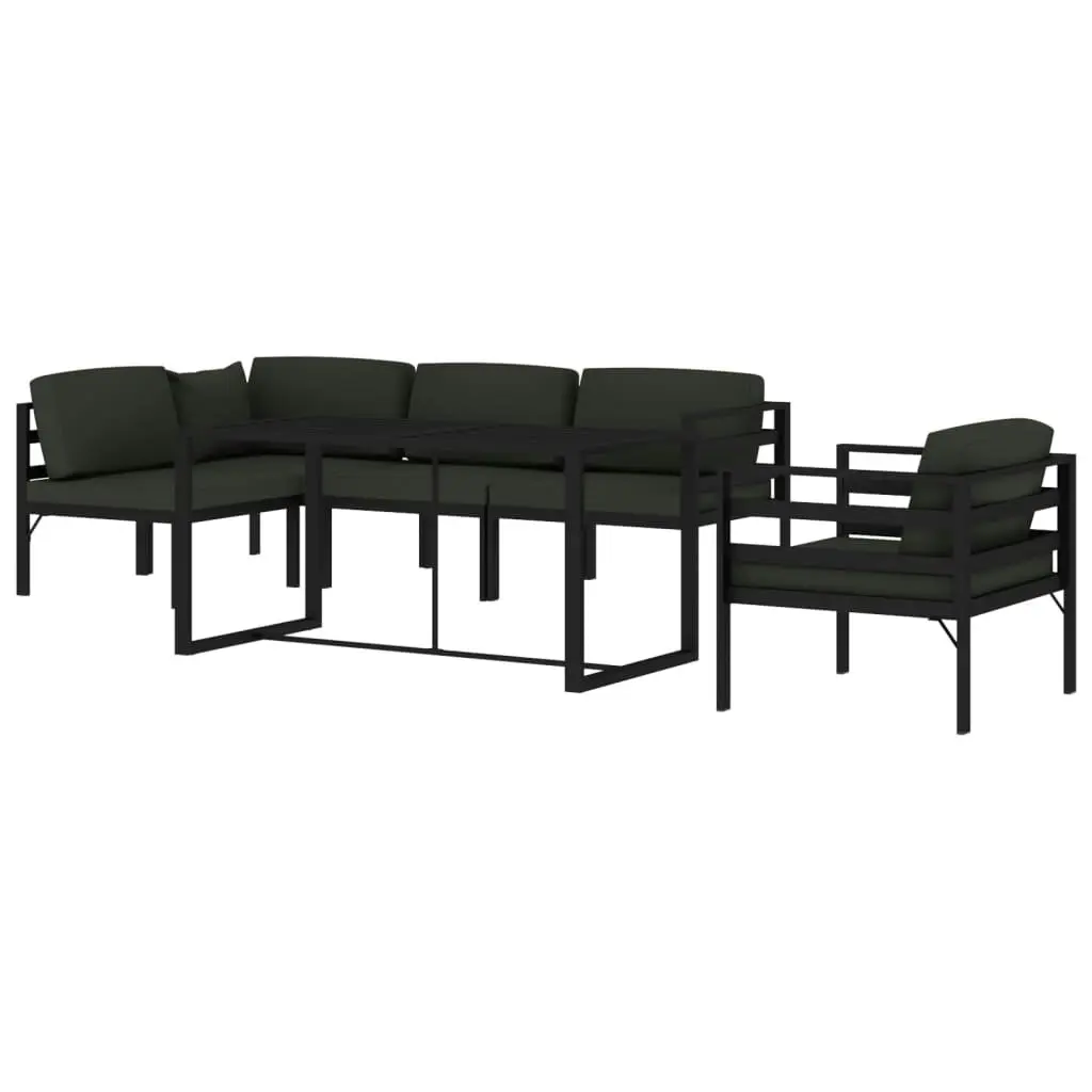 6 Piece Garden Lounge Set with Cushions Aluminium Anthracite 3115925