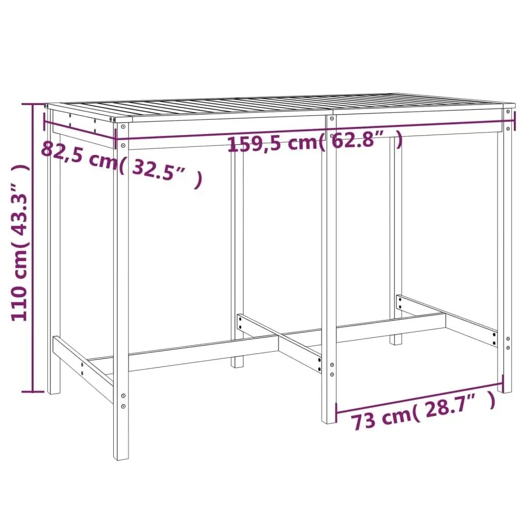 7 Piece Garden Bar Set White Solid Wood Pine 3157812