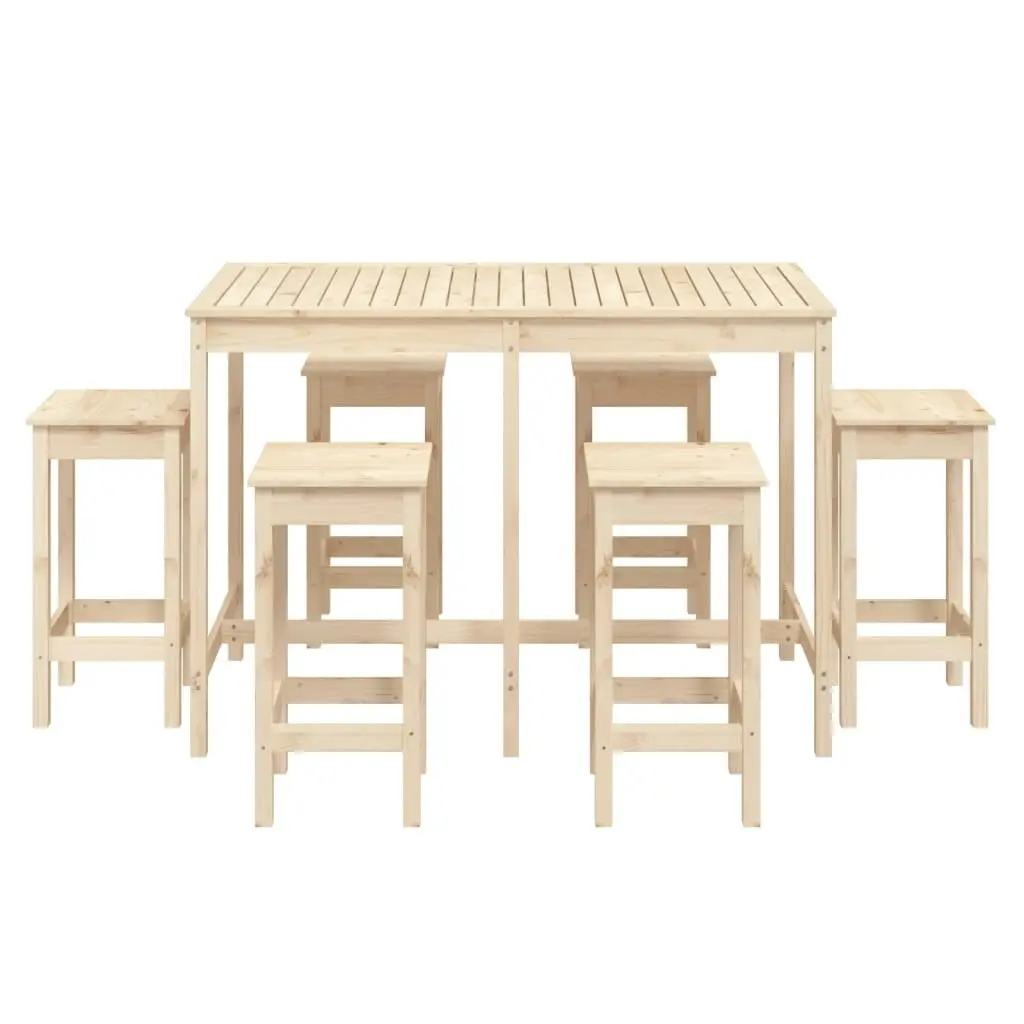 7 Piece Garden Bar Set Solid Wood Pine 3154755