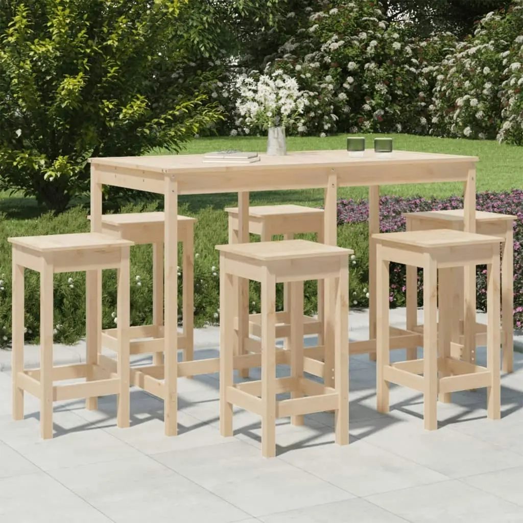 7 Piece Garden Bar Set Solid Wood Pine 3154755