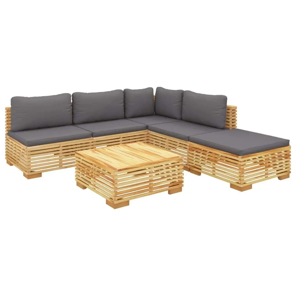 6 Piece Garden Lounge Set with Cushions Solid Teak Wood 3100896