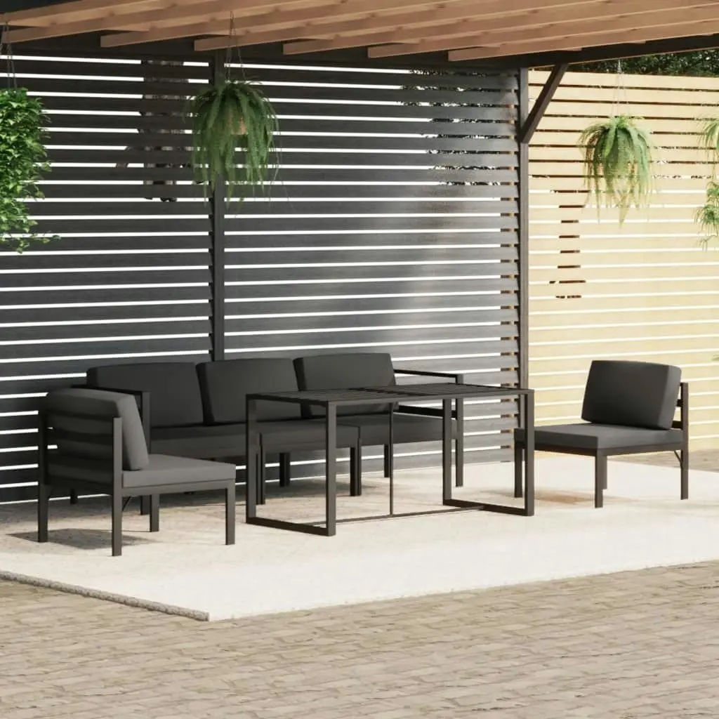 6 Piece Garden Lounge Set with Cushions Aluminium Anthracite 3115919