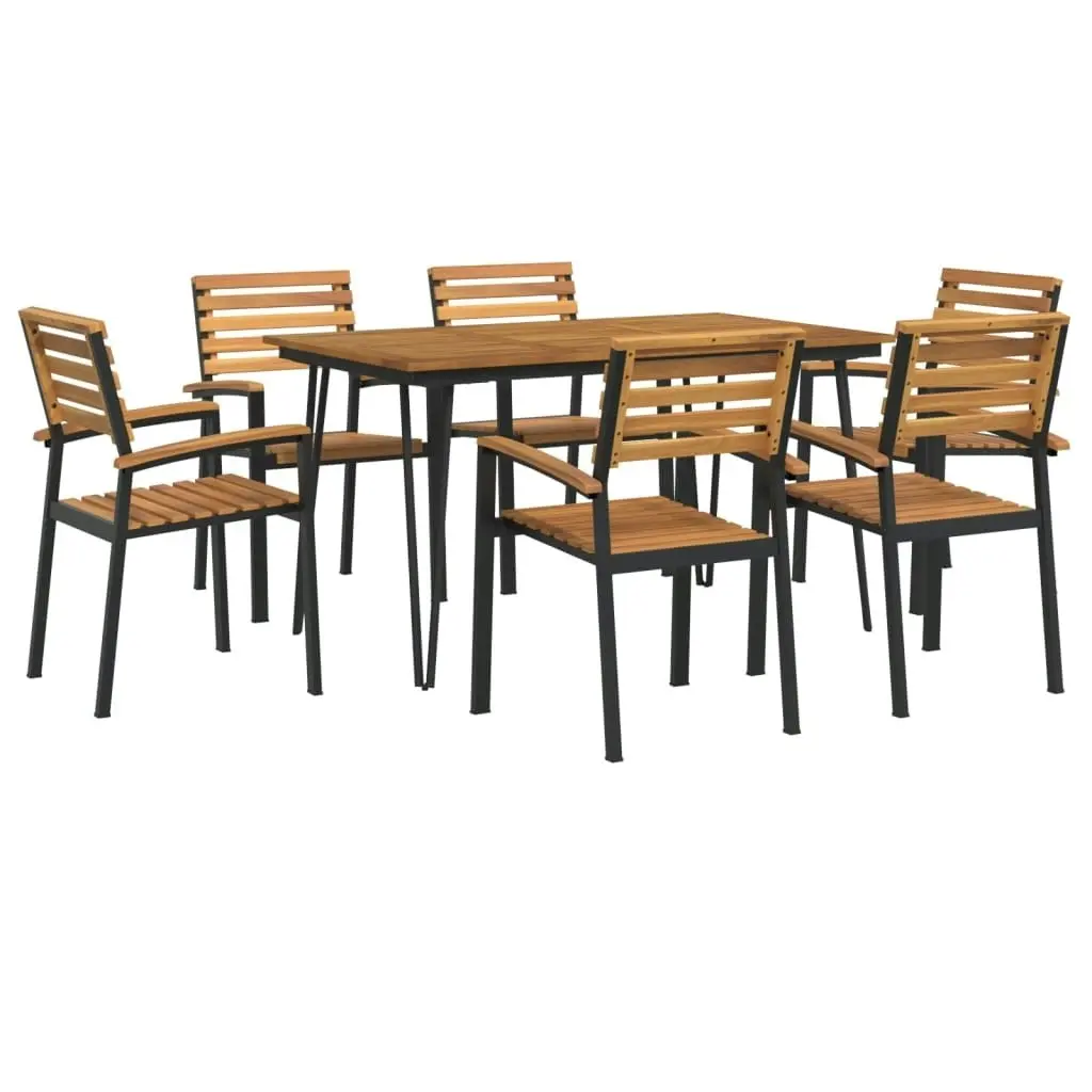 7 Piece Garden Dining Set Solid Wood Acacia and Metal 3155415