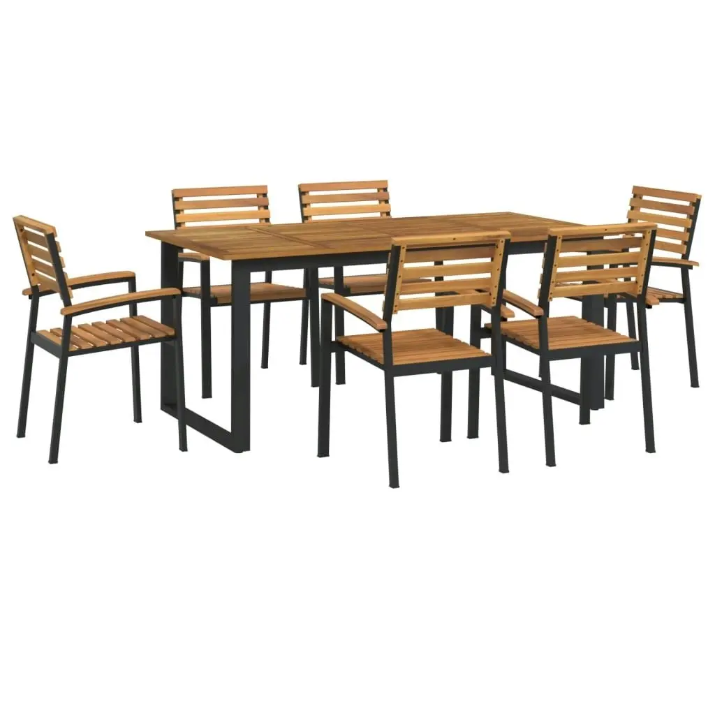 7 Piece Garden Dining Set Solid Wood Acacia and Metal 3155403