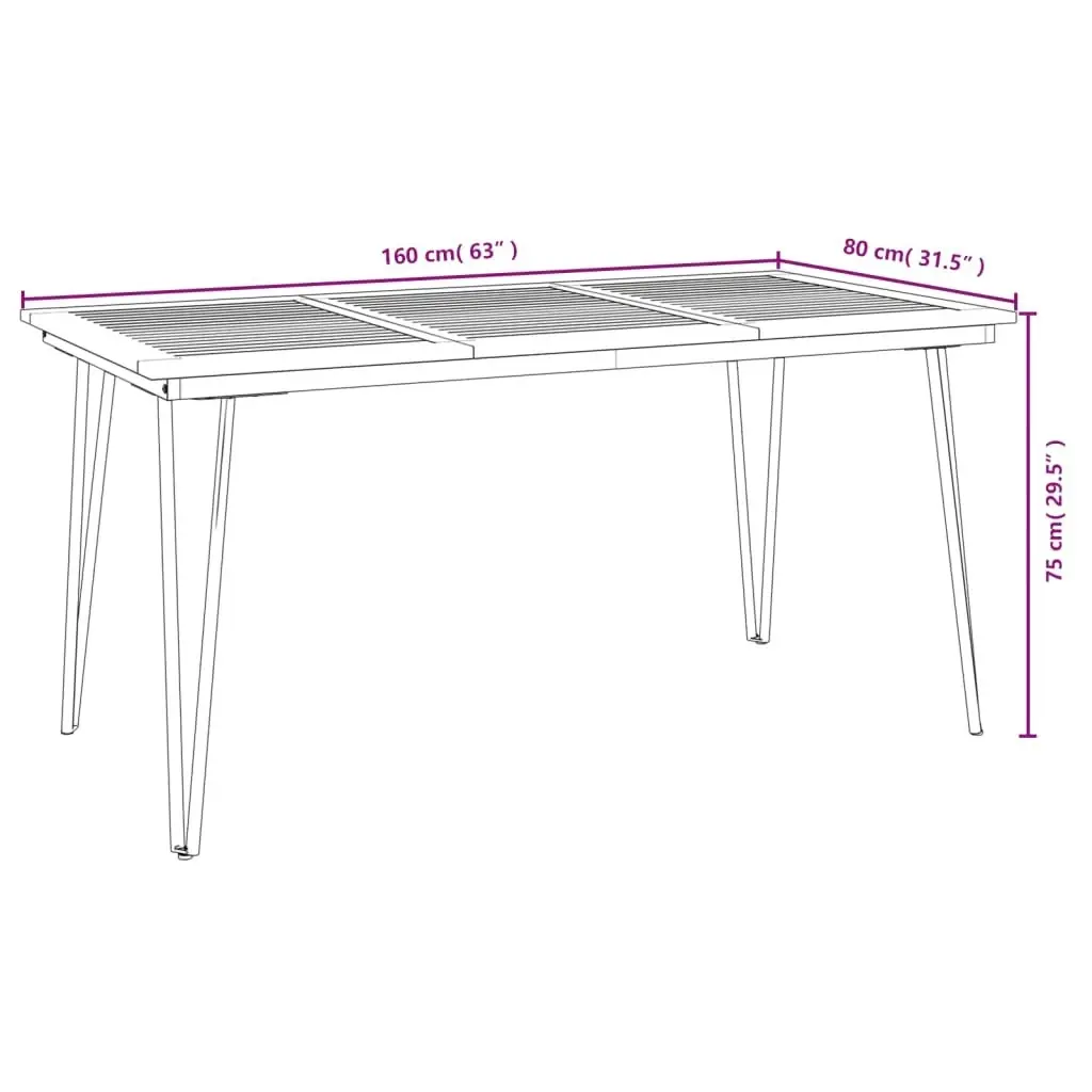 7 Piece Garden Dining Set Solid Wood Acacia and Metal 3155417