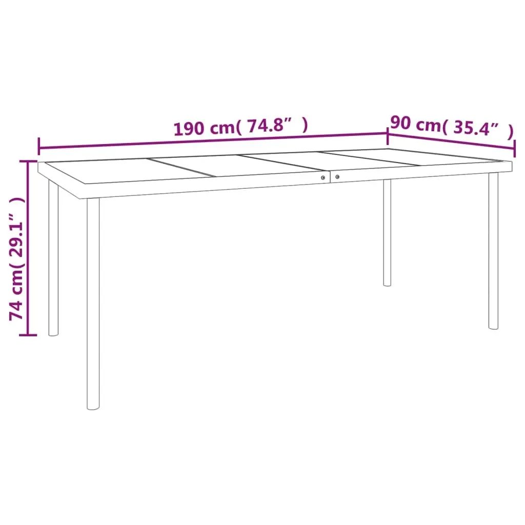 7 Piece Garden Dining Set Black Steel and Textilene 3200680