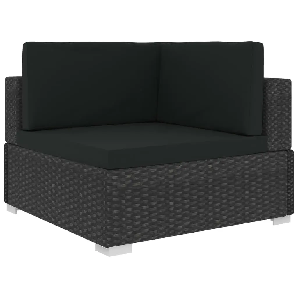 6 Piece Garden Lounge Set with Cushions Poly Rattan Black 46752