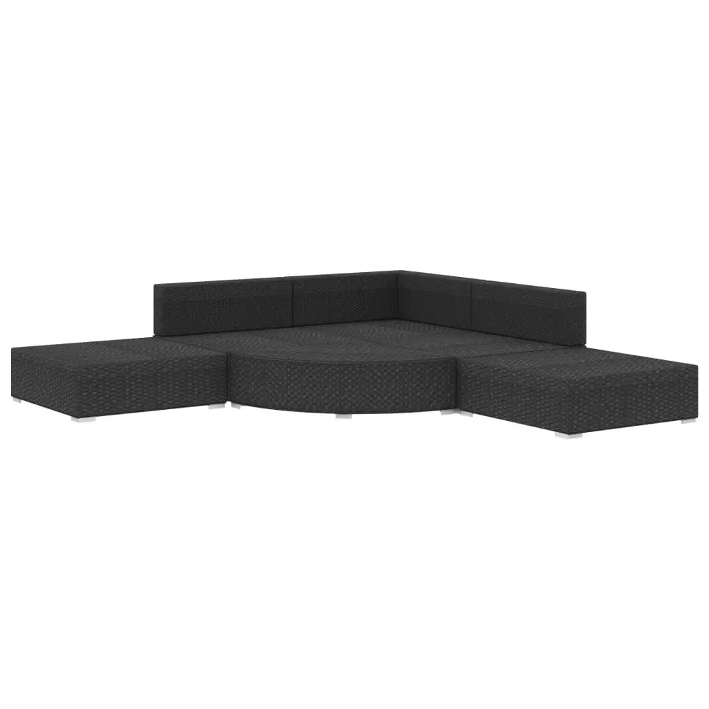 6 Piece Garden Lounge Set with Cushions Poly Rattan Black 46752