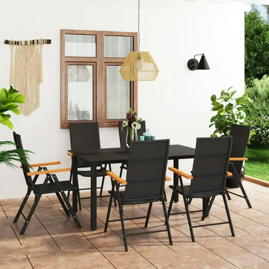 7 Piece Garden Dining Set Black and Brown 3060073