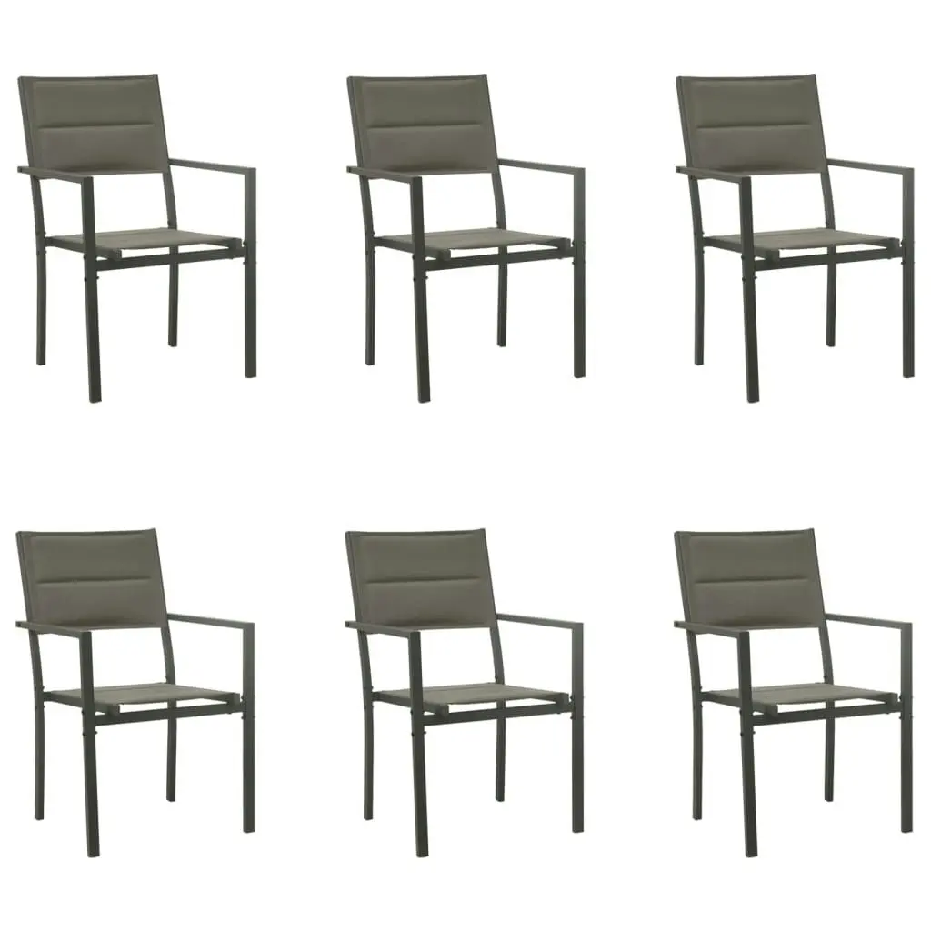 7 Piece Garden Dining Set Black Steel and Textilene 3200745