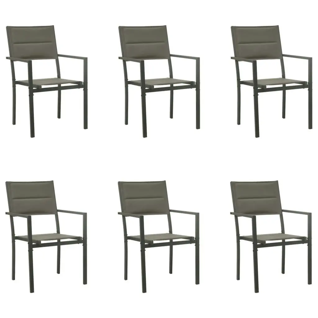 7 Piece Garden Dining Set Black Steel and Textilene 3200739