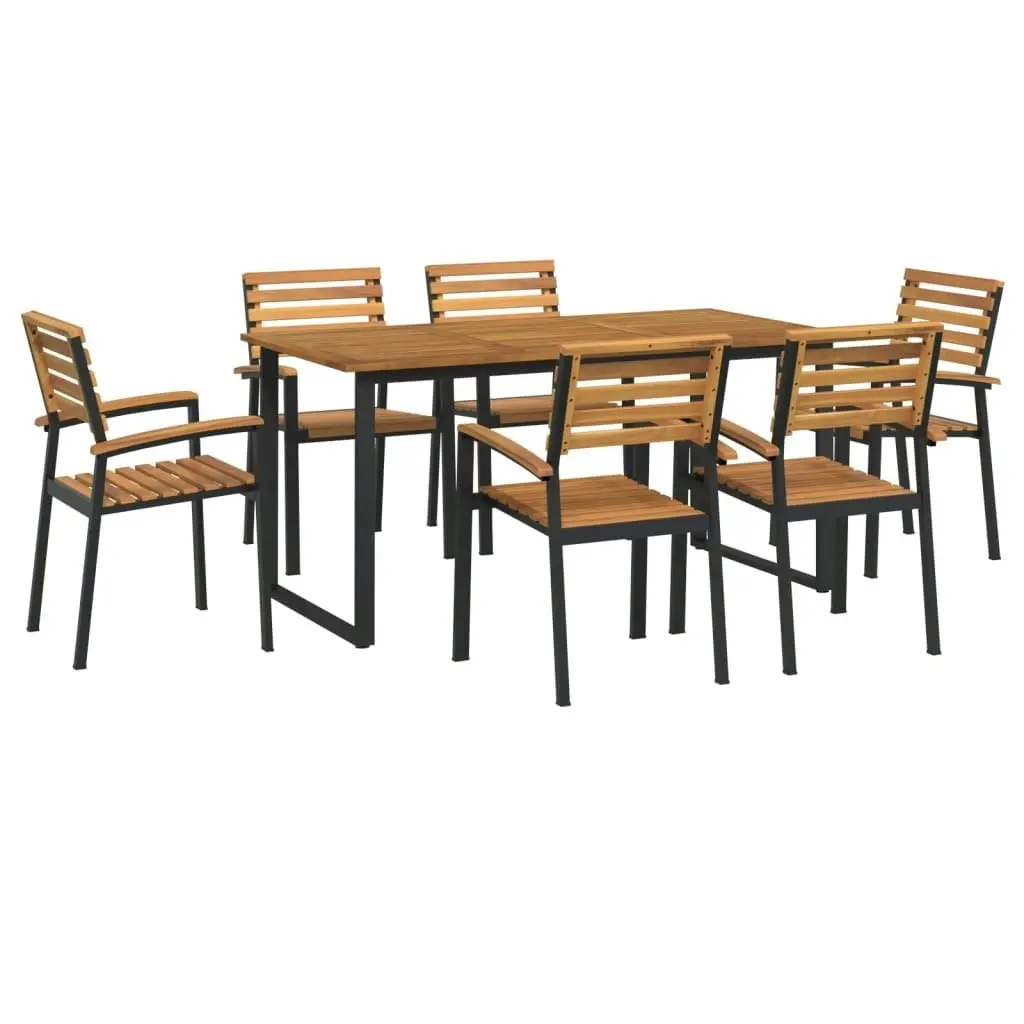 7 Piece Garden Dining Set Solid Wood Acacia and Metal 3155401