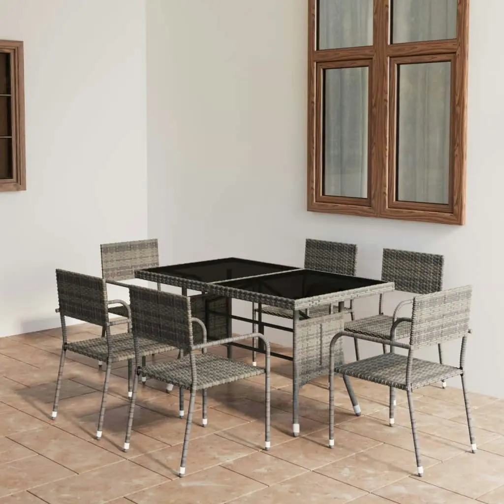 7 Piece Garden Dining Set Poly Rattan Anthracite & Grey 3059447