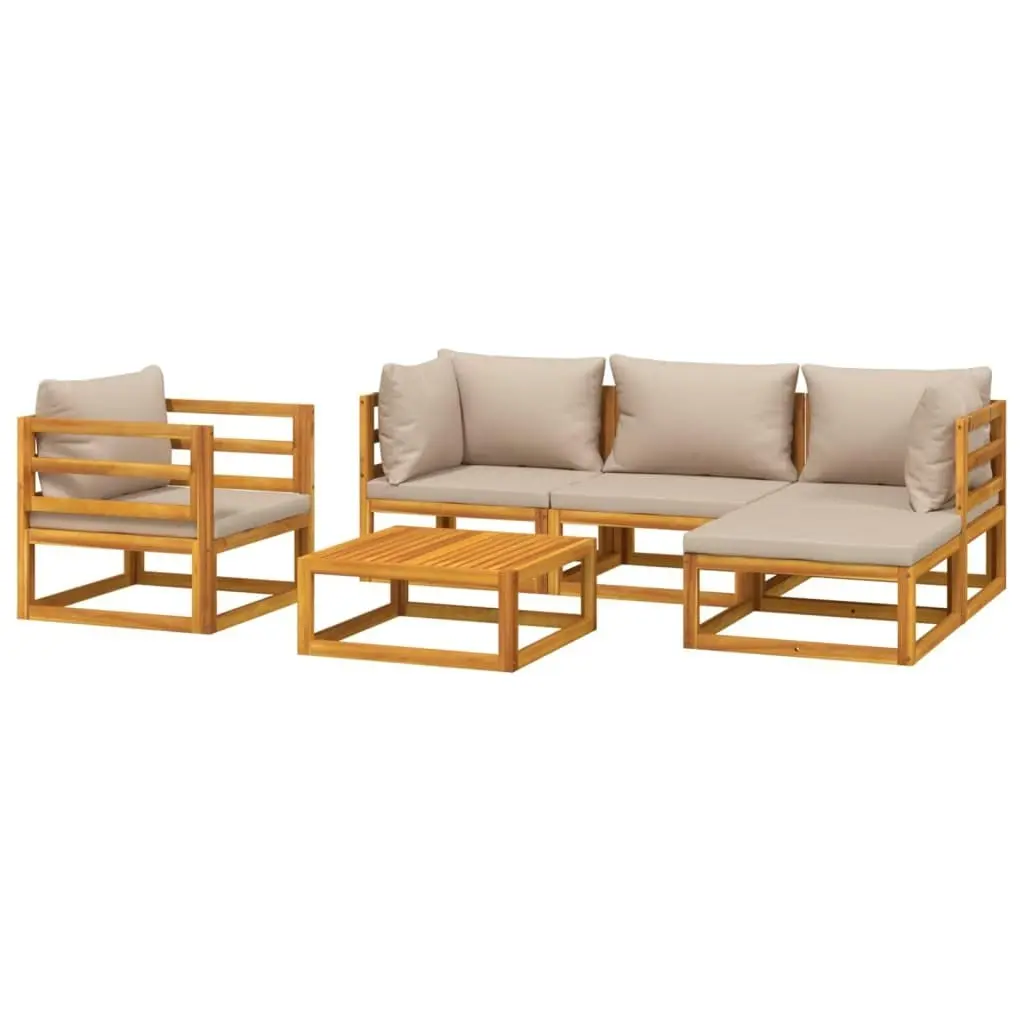 6 Piece Garden Lounge Set with Taupe Cushions Solid Wood 3155249