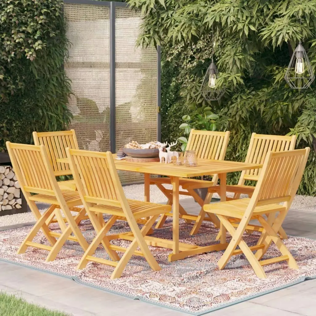 7 Piece Garden Dining Set Solid Teak Wood 3059577