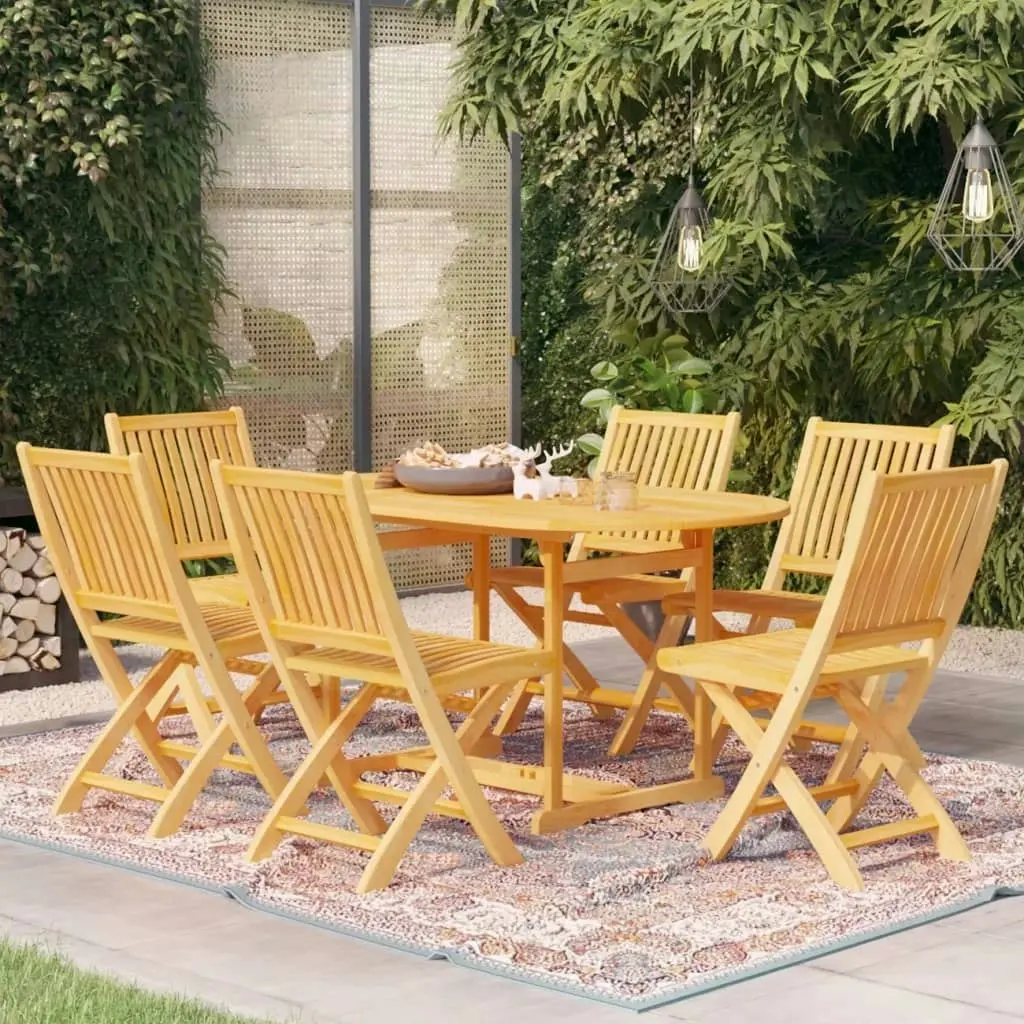 7 Piece Garden Dining Set Solid Teak Wood 3059563