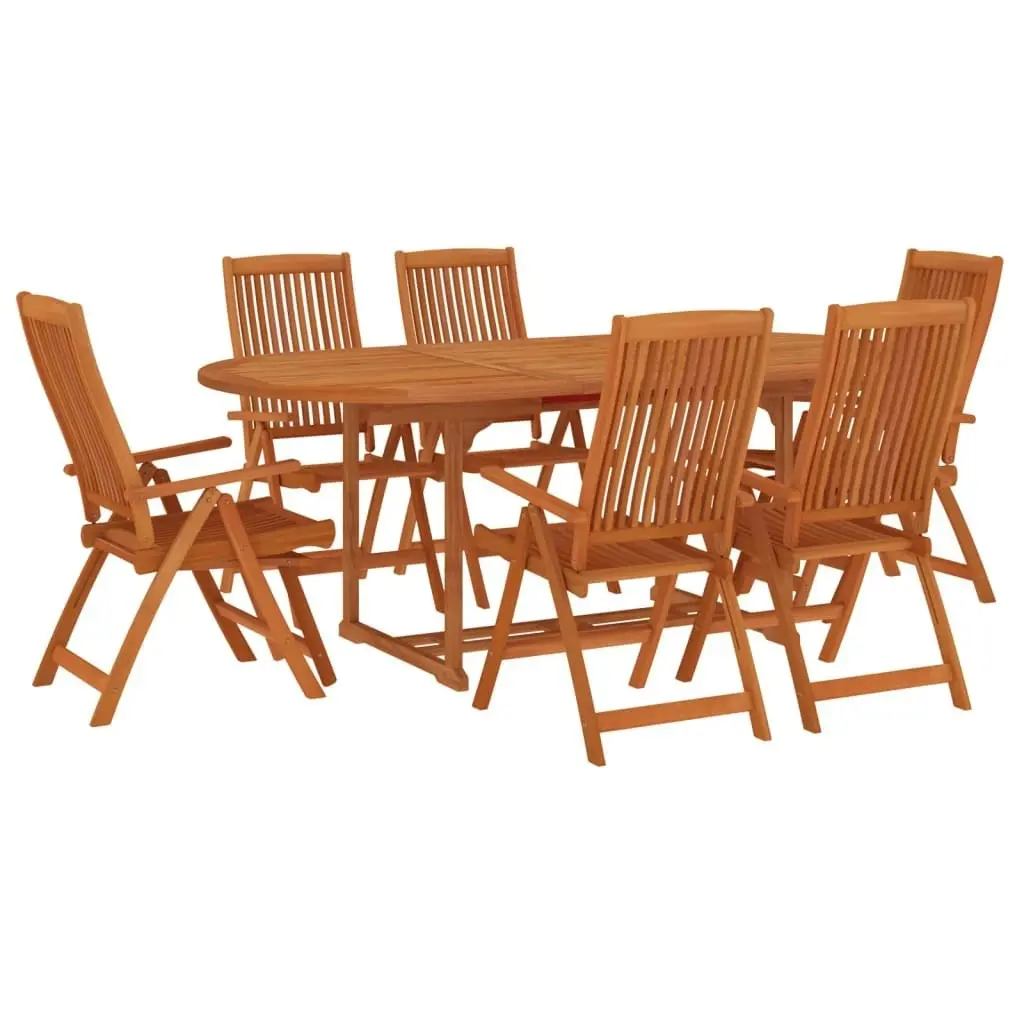 7 Piece Garden Dining Set Solid Wood Eucalyptus 3087337