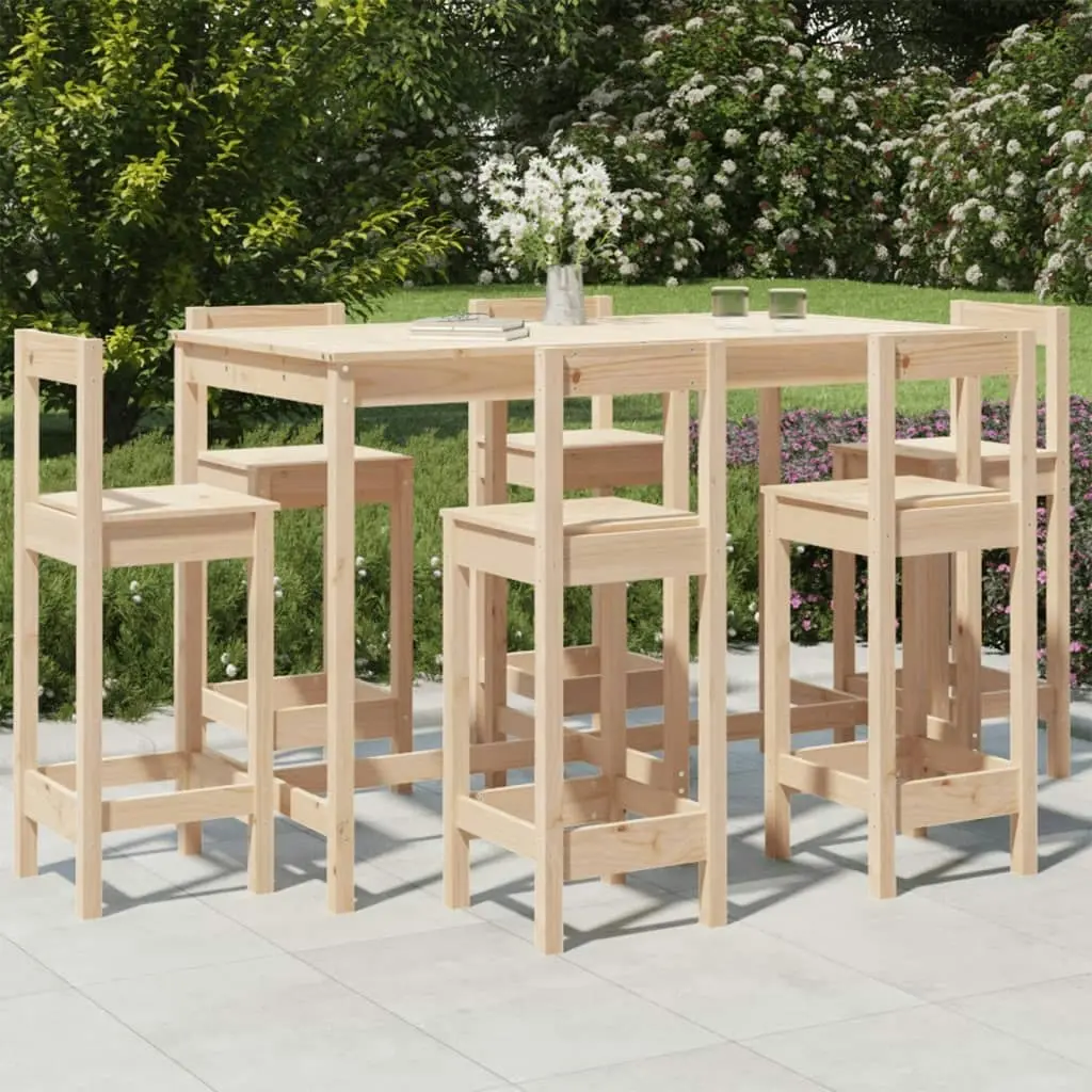 7 Piece Garden Bar Set Solid Wood Pine 3154760