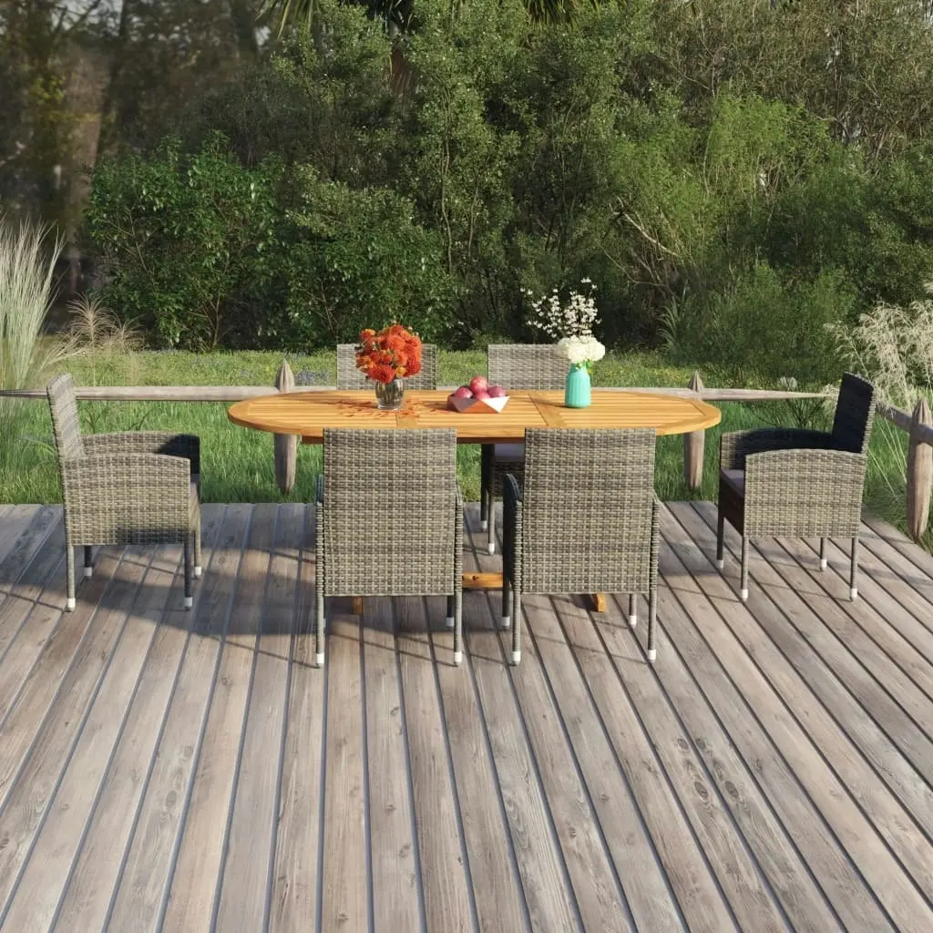 7 Piece Garden Dining Set Poly Rattan Anthracite 3070775